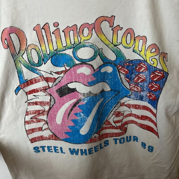 The Rolling Stone Steel Wheels Tour T Shirt Medium M Womens White Single Band - Picture 6 of 16